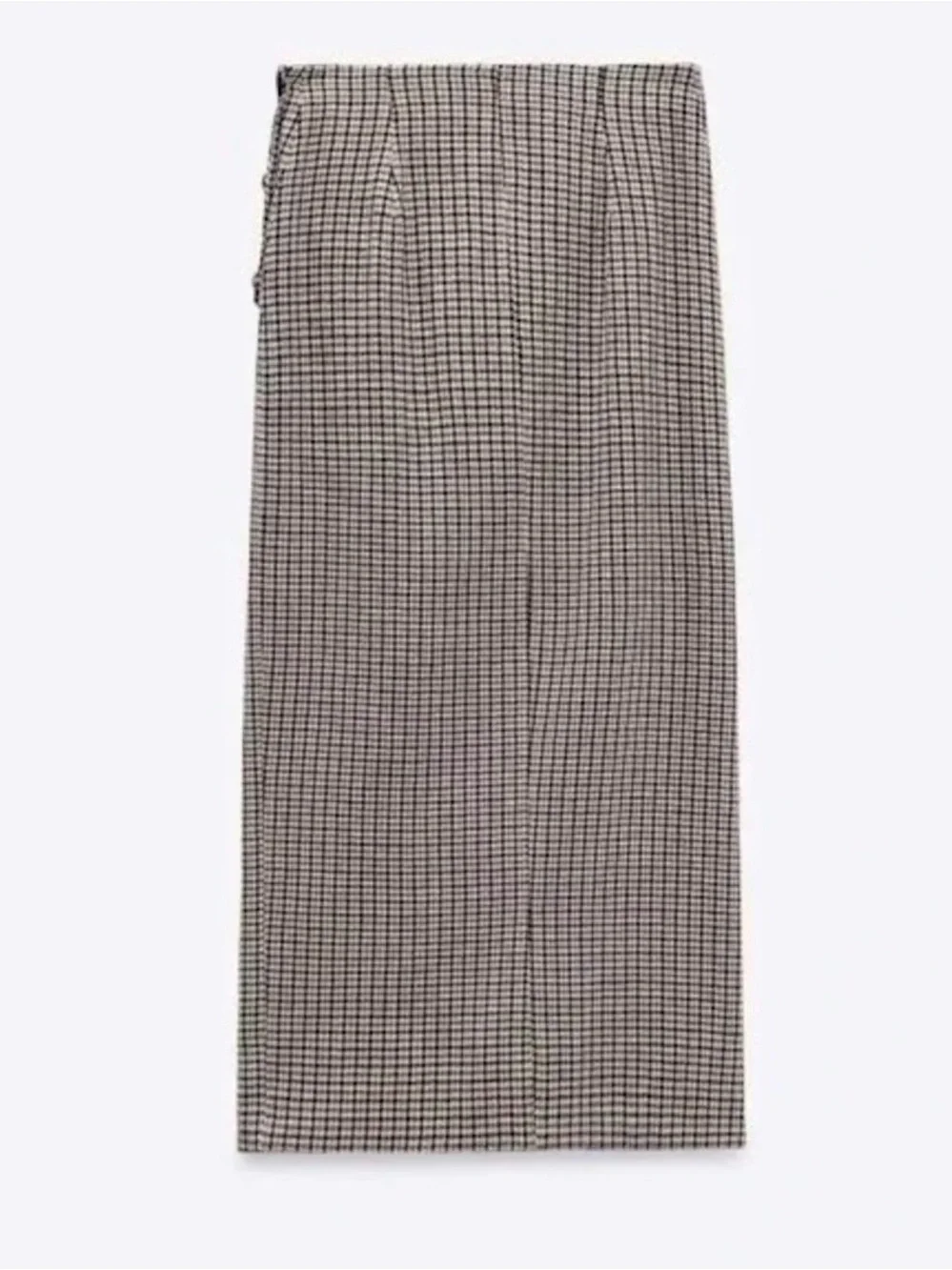 Zara‎ Wrap Buttons Pencil Skirt Plaid Houndstooth Check Size M NWOT